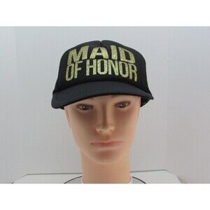 Otto Collection Trucker Hat Maid of Honor Snapback Black Gold Glitter OSFM